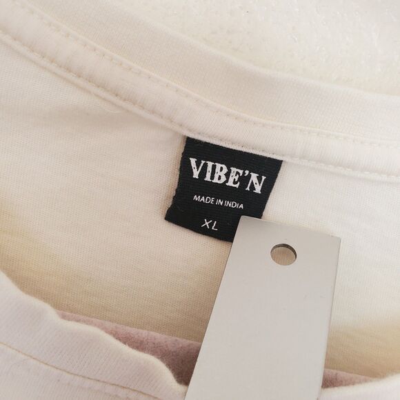 VibeN' T-shirt Western Boots Embroidered Walk In Faith Sz XL Cotton Cream Color - Picture 3 of 7